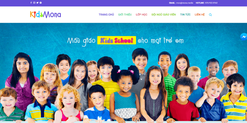 mẫu website trường mầm non chất lượng Kids Mona