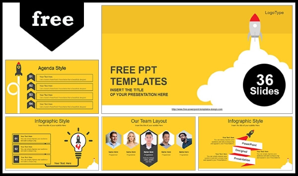 rocket launched powerpoint template free